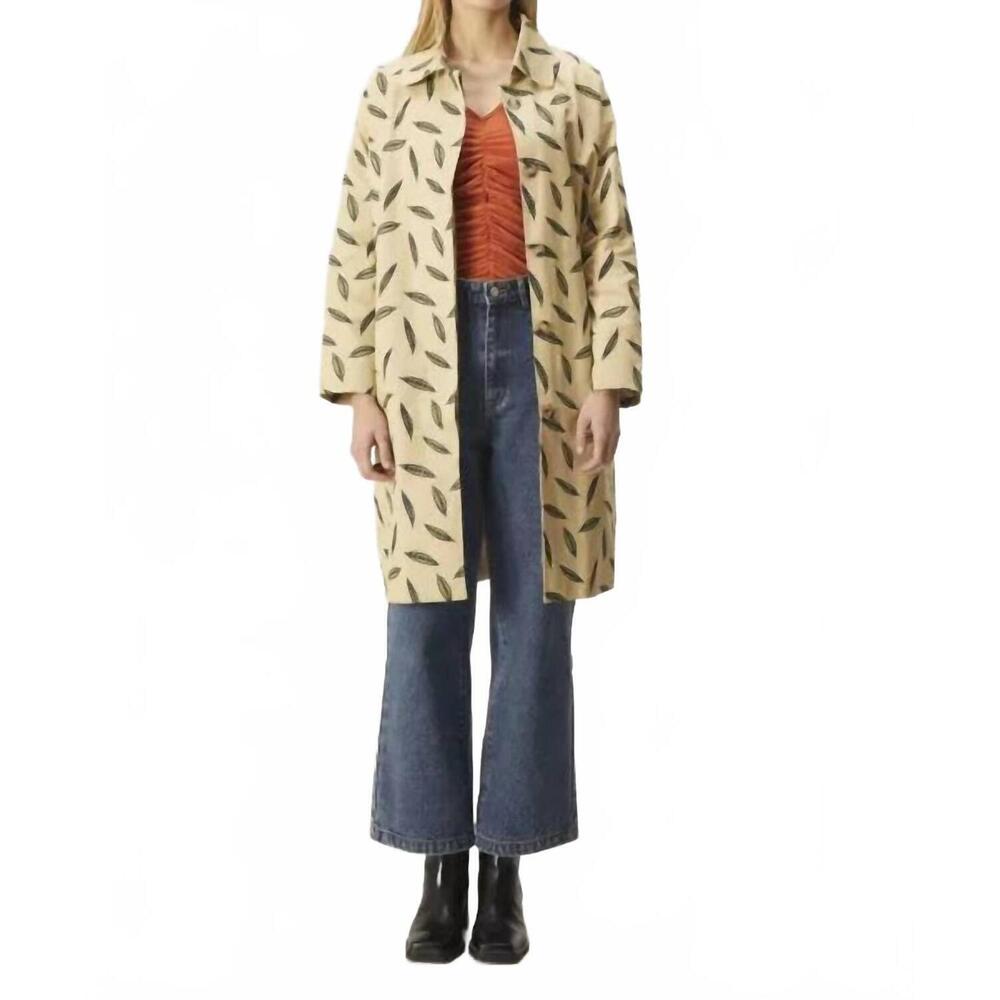 NEW COMPANIA FANTASTICA pea print midi trench coat in beige
